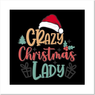 Crazy Christmas Lady Retro Posters and Art